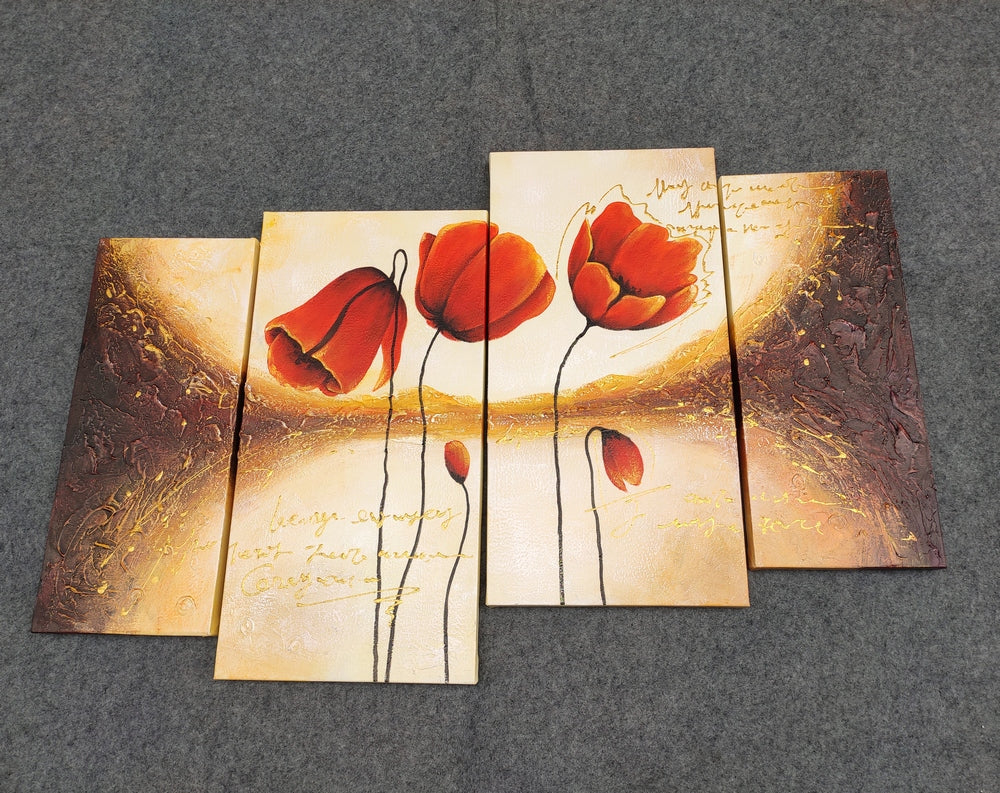 Painting Samples of Flower Painting, Red Tulip Painting, Large Acrylic Painting, 56 Inch Wall Art, Bedroom Wall Art Paintings, Hand Painted Canvas Art, Large Canvas Paintings for Sale
