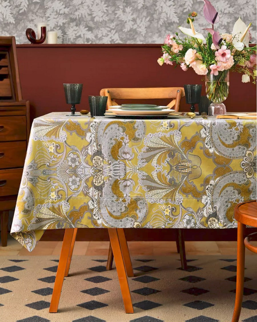 Farmhouse Table Cloth, Wedding Tablecloth, Square Tablecloth for Round Table, Dining Room Flower Table Cloths, Cotton Rectangular Table Covers for Kitchen-Art Painting Canvas
