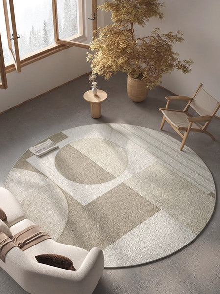 Round Rugs under Coffee Table, Modern Round Rugs for Dining Room, Contemporary Modern Rug Ideas for Living Room, Circular Modern Rugs for Bedroom-Art Painting Canvas