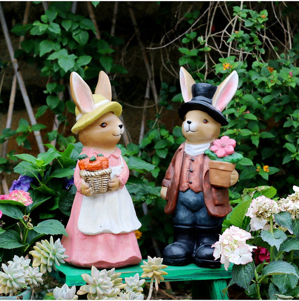 Garden Animal Sculpture Rabbit Statues, Garden Decor Ideas, Animal Statue for Garden Ornament, Villa Courtyard Decor, Outdoor Garden Decoration-Art Painting Canvas