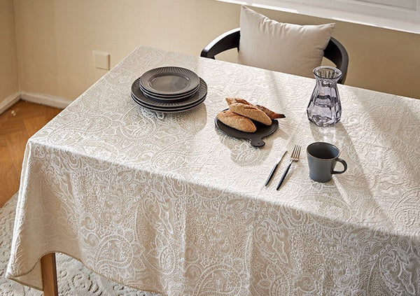 Simple Modern Rectangle Tablecloth for Dining Room Table, Cotton and Linen Flower Pattern Table Covers for Round Table, Square Tablecloth for Kitchen-Art Painting Canvas
