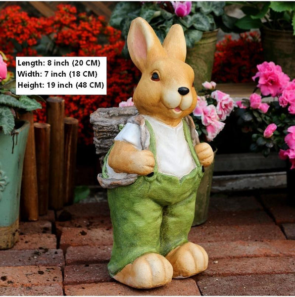 Garden Animal Statues, Large Garden Statues, Large Rabbit Statue for Garden, Bunny Flower Pot, Garden Ornament, Gardening Decoration Ideas-Art Painting Canvas