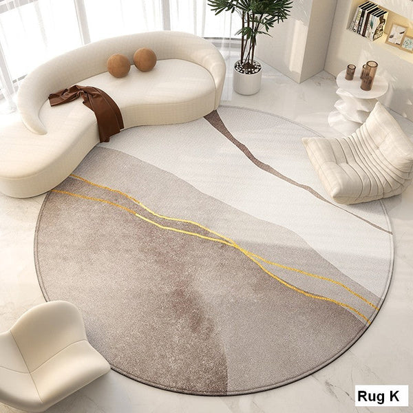 Unique Modern Rugs for Living Room, Geometric Round Rugs for Dining Room, Contemporary Modern Area Rugs for Bedroom, Circular Modern Rugs under Chairs-Art Painting Canvas