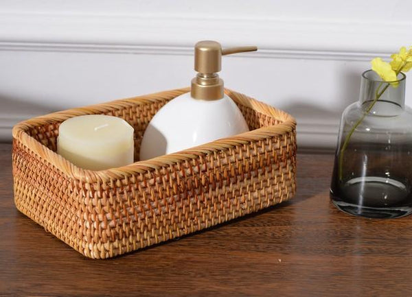 Rectangular Storage Baskets, Storage Baskets for Shelves, Woven Rattan Storage Basket, Kitchen Storage Baskets, Bathroom Storage Baskets-Art Painting Canvas