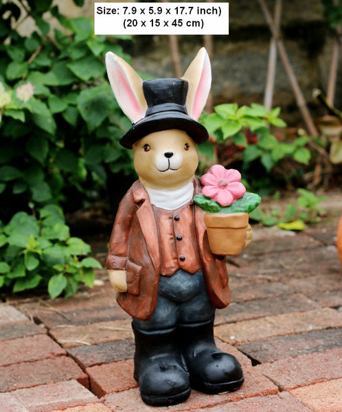 Garden Animal Sculpture Rabbit Statues, Garden Decor Ideas, Animal Statue for Garden Ornament, Villa Courtyard Decor, Outdoor Garden Decoration-Art Painting Canvas