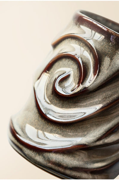 Stoneware Coffee Mugs, Black Ceramic Coffee Mug, Large Capacity Coffee Cups, Birthday Gifts, Handmade Pottery Coffee Mug-Art Painting Canvas