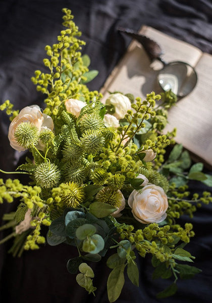 Spring Flower Arrangement for Living Room, Ranunculus Asiaticus, Globe Amaranth, Botany Plants, Beautiful Modern Flower Arrangement Ideas for Home Decoration-Art Painting Canvas