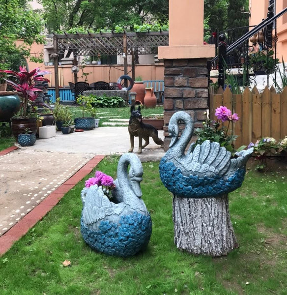 Large Swan Statue for Garden, Swan Flower Pot, Animal Statue for Garden Courtyard Ornament, Villa Outdoor Decor Gardening Ideas-Art Painting Canvas