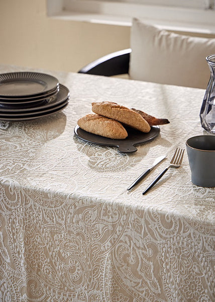 Simple Modern Rectangle Tablecloth for Dining Room Table, Cotton and Linen Flower Pattern Table Covers for Round Table, Square Tablecloth for Kitchen-Art Painting Canvas