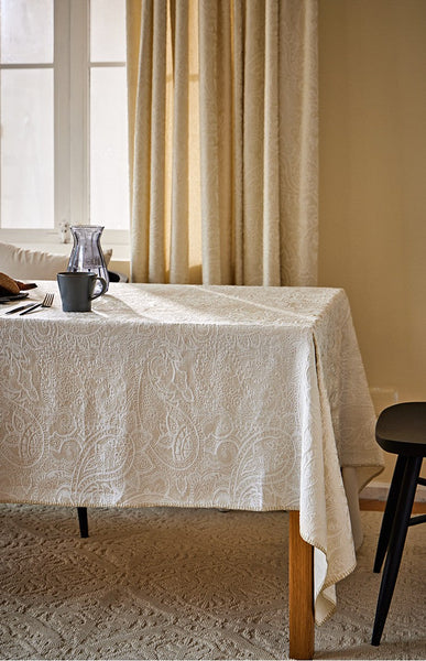 Simple Modern Rectangle Tablecloth for Dining Room Table, Cotton and Linen Flower Pattern Table Covers for Round Table, Square Tablecloth for Kitchen-Art Painting Canvas