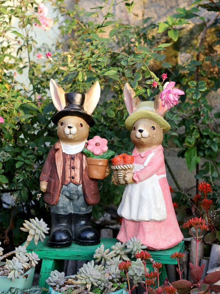 Garden Animal Sculpture Rabbit Statues, Garden Decor Ideas, Animal Statue for Garden Ornament, Villa Courtyard Decor, Outdoor Garden Decoration-Art Painting Canvas