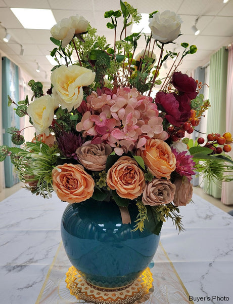 Amazing Artificial Floral Arrangement for Bedroom, Modern Large Bunch of Flowers Arrangement Interior Design, Creative Faux Silk Floral Bouquet Table Centerpiece-Art Painting Canvas