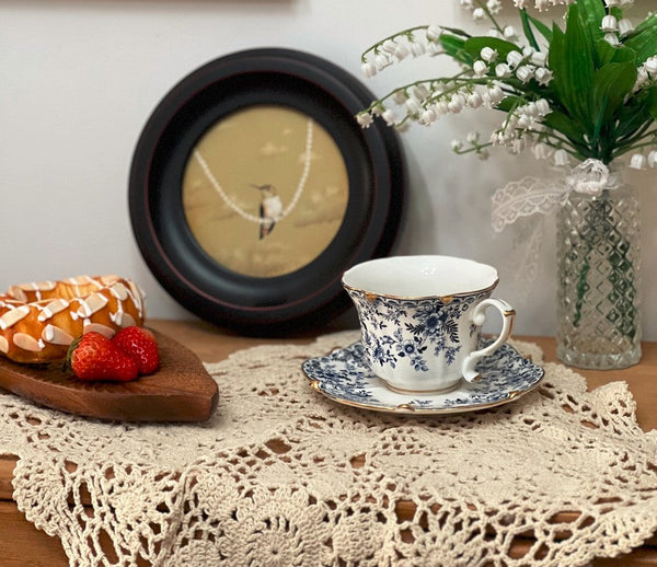 French Style China Porcelain Tea Cup Set, Unique Tea Cup and Saucers, Royal Ceramic Cups, Elegant Vintage Ceramic Coffee Cups for Afternoon Tea-Art Painting Canvas