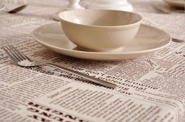 NEWS LETTER - Black White Tablecloth, Table Linen Wedding Home Decor Dining Kitchen-Art Painting Canvas