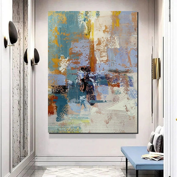 Acrylic Abstract Painting Behind Sofa, Acrylic Painting for Sale, Large Painting on Canvas, Living Room Wall Art Paintings, Buy Paintings Online