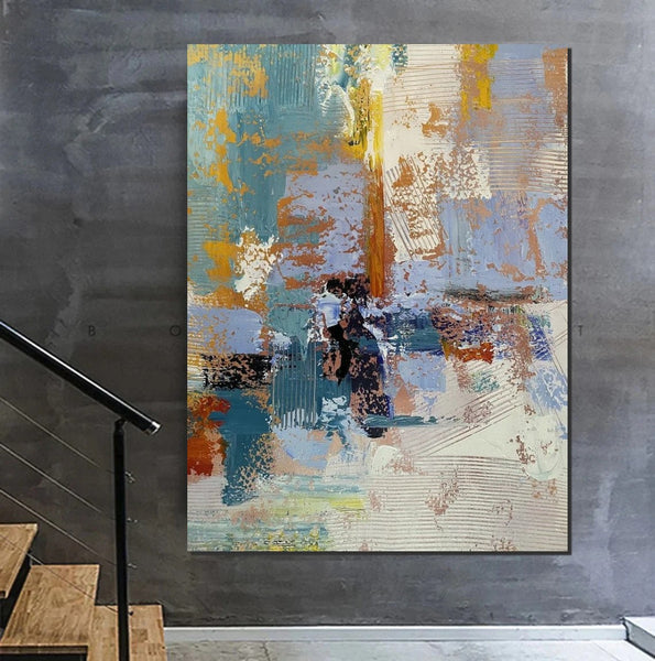 Acrylic Abstract Painting Behind Sofa, Acrylic Painting for Sale, Large Painting on Canvas, Living Room Wall Art Paintings, Buy Paintings Online