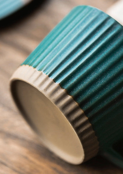 Ceramic Coffee Cups, Coffee Cup and Saucer Set, Pottery Coffee Cups, Cappuccino Coffee Mug, Coffee Cup for Sale, Tea Cup, White / Green / Blue / Yellow-Art Painting Canvas