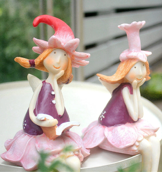 Lovely Flower Fairy Statue for Garden, Beautiful Cute Garden Courtyard Ornaments, Creative Villa Outdoor Decor Gardening Ideas, Unique Modern Garden Sculptures-Art Painting Canvas