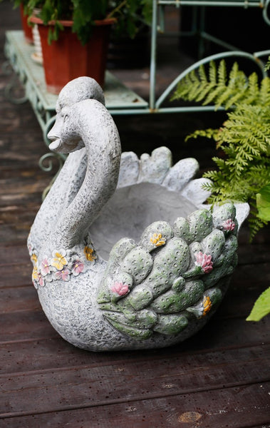 Extra Large Animal Statue for Garden Ornament, Swan Lovers Flower Pot, Swan Lovers Statues, Villa Courtyard Decor, Outdoor Decoration Ideas, Garden Ideas-Art Painting Canvas