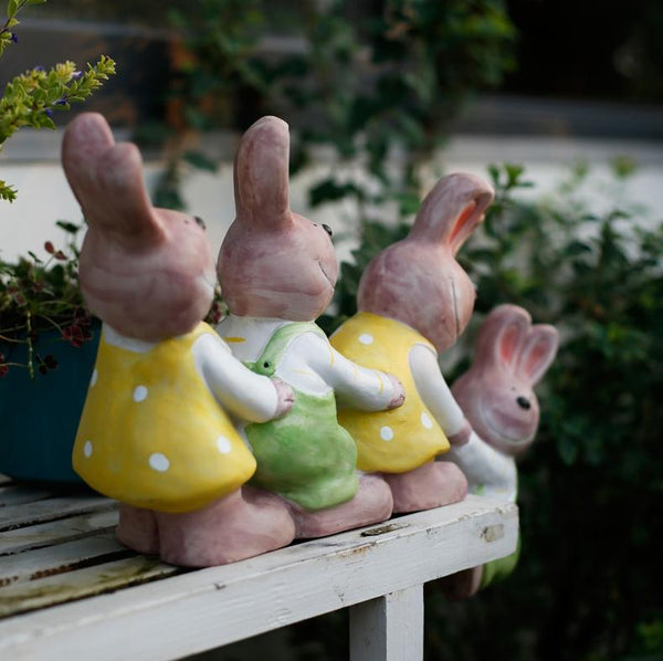 Lovely Rabbits Statues, Cute Rabbits in the Garden, Animal Resin Statue for Garden Ornament, Outdoor Decoration Ideas, Garden Ideas-Art Painting Canvas