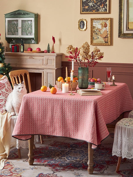 Simple Modern Rectangle Tablecloth for Dining Room Table, Knitted Plaid Embroidery Farmhouse Table Cloth, Square Tablecloth for Round Table-Art Painting Canvas