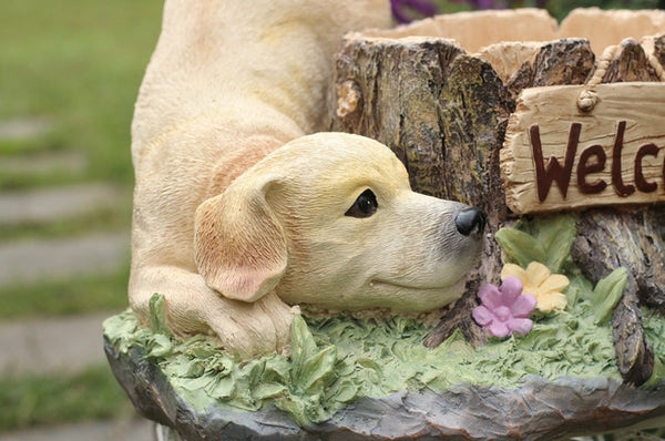 Large Dog Flowerpot, Unique Resin Statue for Garden, Villa Outdoor Decor Gardening Ideas, Creative Modern Statue for Garden Ornaments-Art Painting Canvas