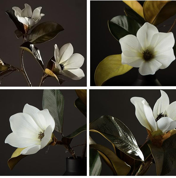 Large White Magnolias Artificial Flowers, Artificial Botany Plants, Magnolia Flower, Silk Flower Arrangement-Art Painting Canvas