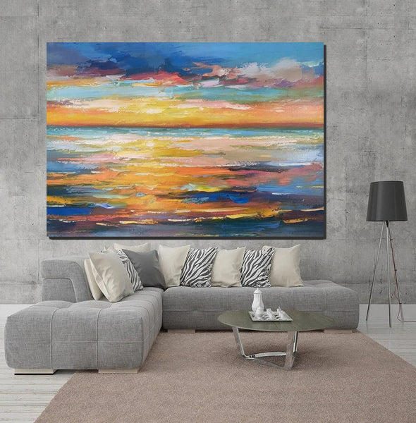 Hand Painted Acrylic Painting, Original Landscape Paintings, Wall Painting for Living Room, Canas Paintings for Dining Room