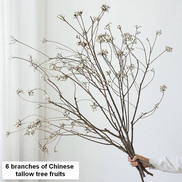 Dried Long Twigs, Dried Chinese Tallow Tree Twigs, Natural Decorations, Flower Arrangement, Handmade Artificial Flower, Natural Dried Branches-Art Painting Canvas