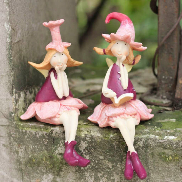 Lovely Flower Fairy Statue for Garden, Beautiful Cute Garden Courtyard Ornaments, Creative Villa Outdoor Decor Gardening Ideas, Unique Modern Garden Sculptures-Art Painting Canvas