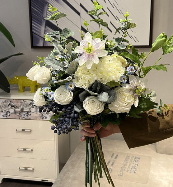 Unique Flowers Arrangement Interior Design, Beautiful Modern Artificial Floral Arrangement for Bedroom, Faux Silk Floral Bouquet Table Centerpiece-Art Painting Canvas