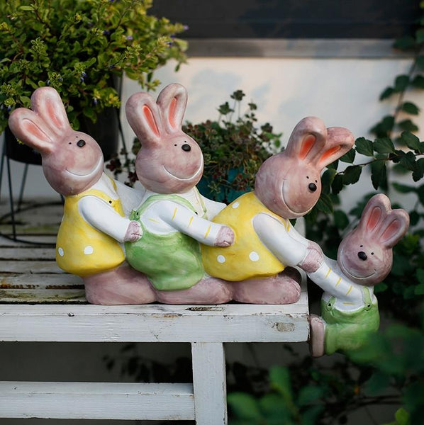 Lovely Rabbits Statues, Cute Rabbits in the Garden, Animal Resin Statue for Garden Ornament, Outdoor Decoration Ideas, Garden Ideas-Art Painting Canvas
