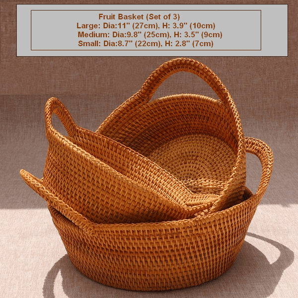 Round Storage Baskets, Storage Baskets for Shelves, Rattan Storage Basket, Woven Storage Basket for Kitchen, Set of 3-Art Painting Canvas