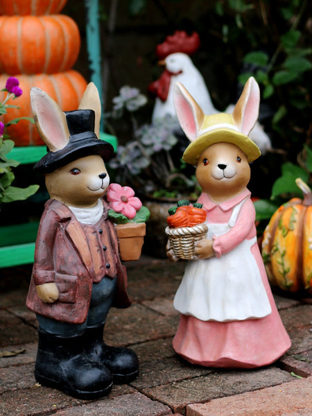 Garden Animal Sculpture Rabbit Statues, Garden Decor Ideas, Animal Statue for Garden Ornament, Villa Courtyard Decor, Outdoor Garden Decoration-Art Painting Canvas