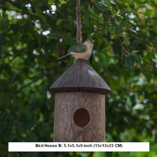Resin Bird Nest for Garden Ornament, Bird House in the Garden, Lovely Birds House, Outdoor Decoration Ideas, Garden Ideas-Art Painting Canvas