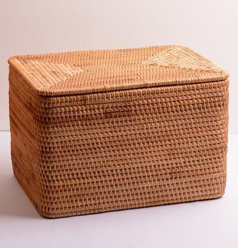 Woven Rattan Baskets, Rectangular Basket with Lid, Rectangular Storage Baskets, Storage Basket for Bedroom, Kitchen Storage Baskets-Art Painting Canvas