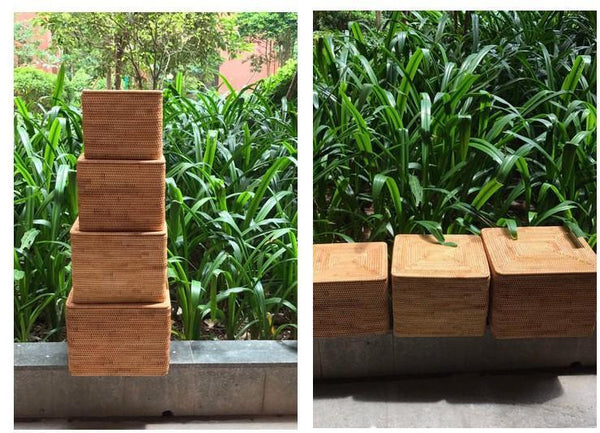 Large Woven Storage Baskets, Rectangular Storage Basket with Lid, Rattan Storage Baskets, Storage Baskets for Living Room, Storage Basket for Bedroom-Art Painting Canvas