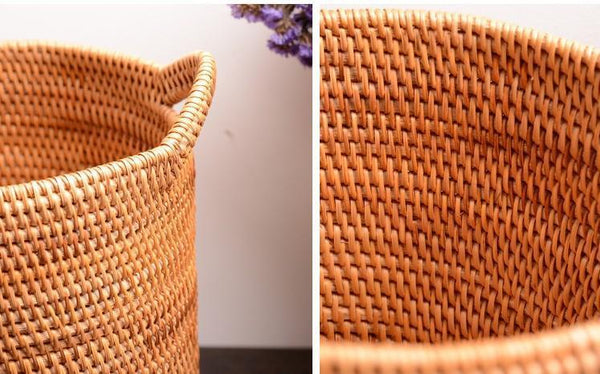 Wicker Woven Storage Baskets, Kitchen Storage Baskets, Rattan Storage Basket, Round Storage Basket for Bathroom-Art Painting Canvas