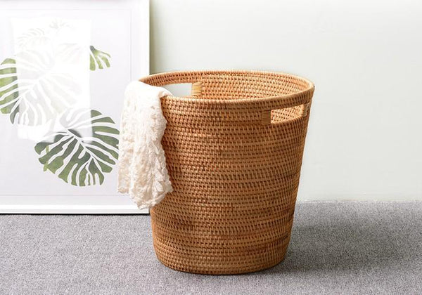 Storage Basket for Bathroom, Large Rattan Storage Basket, Laundry Round Storage Basket, Woven Storage Baskets-Art Painting Canvas