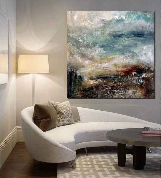 Modern Contemporary Abstract Artwork, Extra Large Wall Art Paintings, Acrylic Painting for Dining Room, Palette Knife Painting, Heavy Texutre Wall Art-Art Painting Canvas