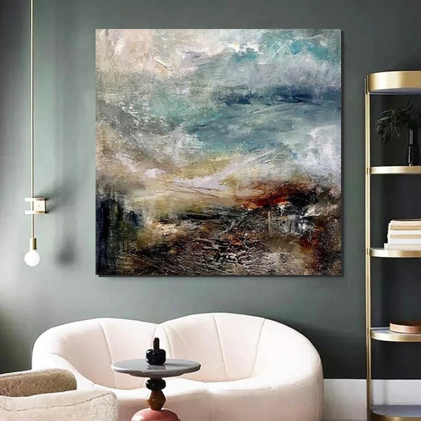Modern Contemporary Abstract Artwork, Extra Large Wall Art Paintings, Acrylic Painting for Dining Room, Palette Knife Painting, Heavy Texutre Wall Art-Art Painting Canvas