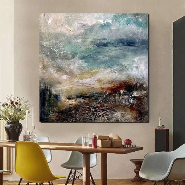 Modern Contemporary Abstract Artwork, Extra Large Wall Art Paintings, Acrylic Painting for Dining Room, Palette Knife Painting, Heavy Texutre Wall Art-Art Painting Canvas