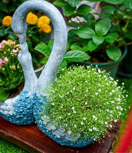 Large Mother and Baby Swans for Garden, Swan Flowerpot, Animal Statue for Garden Courtyard Ornament, Villa Outdoor Decor Gardening Ideas-Art Painting Canvas