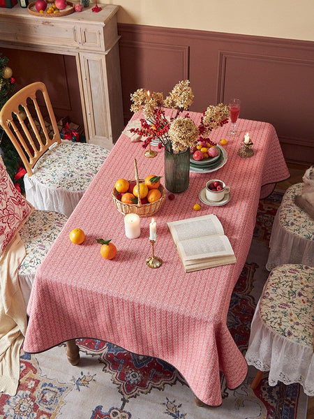 Simple Modern Rectangle Tablecloth for Dining Room Table, Knitted Plaid Embroidery Farmhouse Table Cloth, Square Tablecloth for Round Table-Art Painting Canvas
