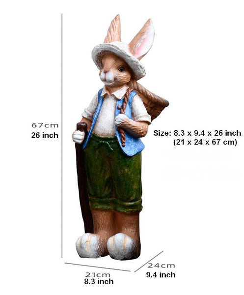 Garden Courtyard Ornaments, Large Rabbit Statue for Garden, Villa Outdoor Decor Gardening Ideas, Bunny Flowerpot, Modern Garden Sculptures-Art Painting Canvas