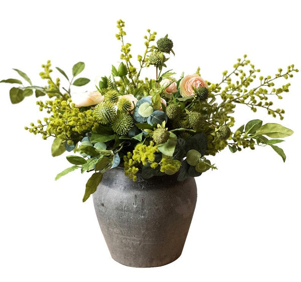 Spring Flower Arrangement for Living Room, Ranunculus Asiaticus, Globe Amaranth, Botany Plants, Beautiful Modern Flower Arrangement Ideas for Home Decoration-Art Painting Canvas