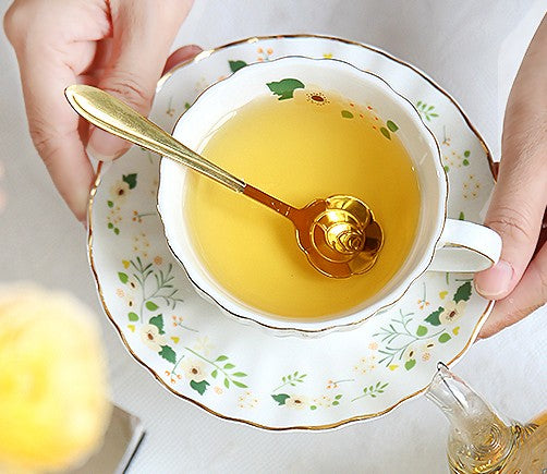 Unique Ceramic Coffee Cups, Creative Bone China Porcelain Tea Cup Set, Traditional English Tea Cups and Saucers, Afternoon British Tea Cups-Art Painting Canvas