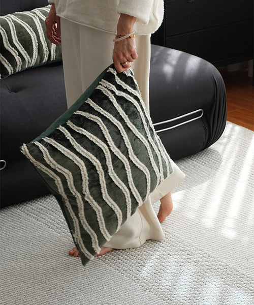 Large Simple Throw Pillow for Bedroom, Contemporary Pillows, Abstract Decorative Throw Pillows, Green Square Modern Throw Pillows for Couch-Art Painting Canvas