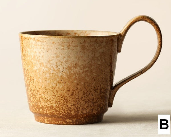 Modern Handmade Pottery Coffee Cup, Creative Brown Green Blue Ceramic Coffee Mugs, Large Unique Tea Cup, Large Capacity Coffee Cups-Art Painting Canvas