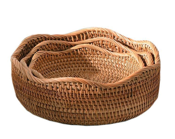 Woven Round Storage Baskets, Rattan Storage Baskets, Storage Baskets for Kitchen, Pantry Storage Baskets-Art Painting Canvas